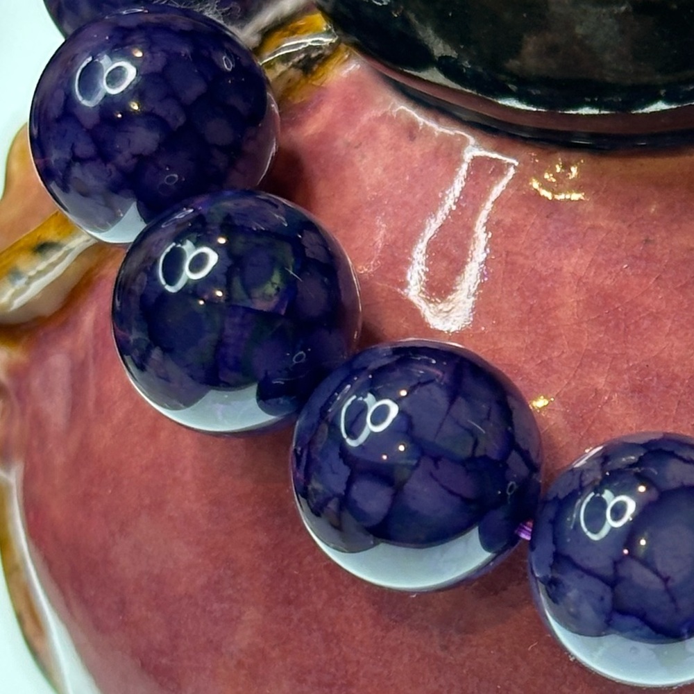 Enhanced Dragon Vein Agate 14mm Size 6.5